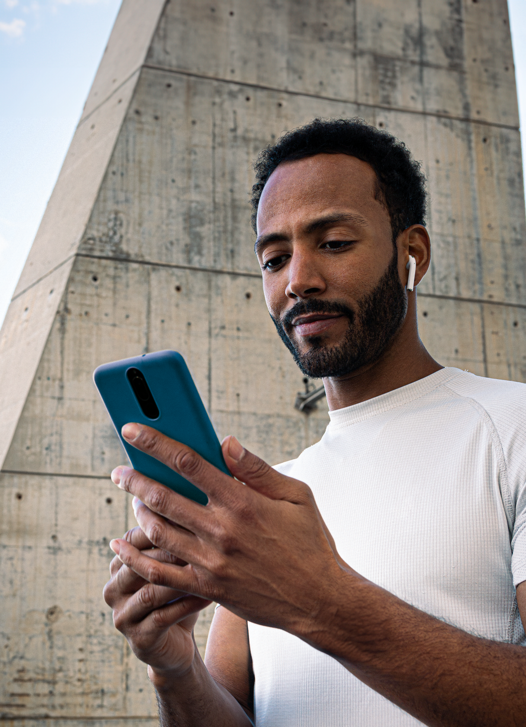 A person authenticating on their phone